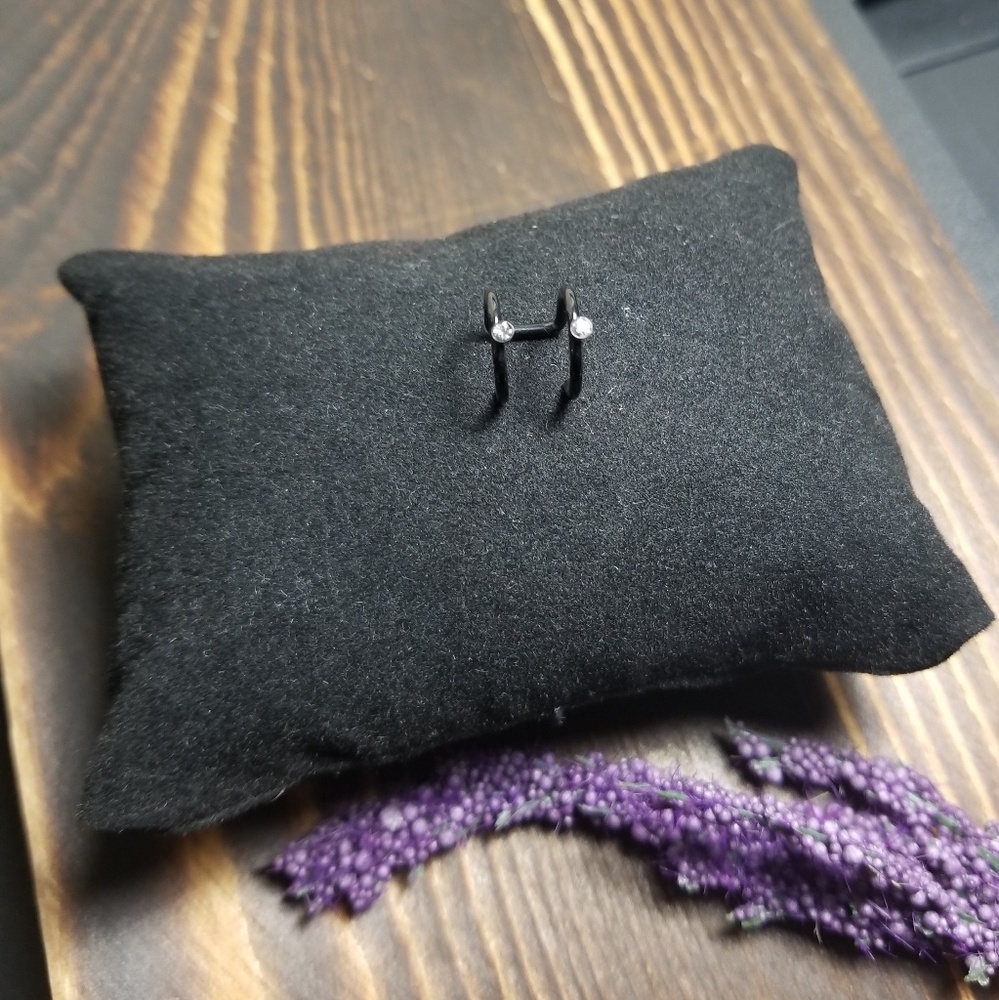 2 Black Stainless Faux Ear Cuffs